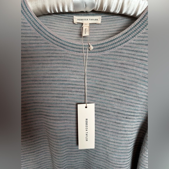 Rebecca Taylor Blue and Gray and pink Striped Knit Top - Picture 2 of 8